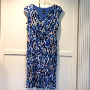 Ann Taylor Blue and Black Abstract Midi Dress